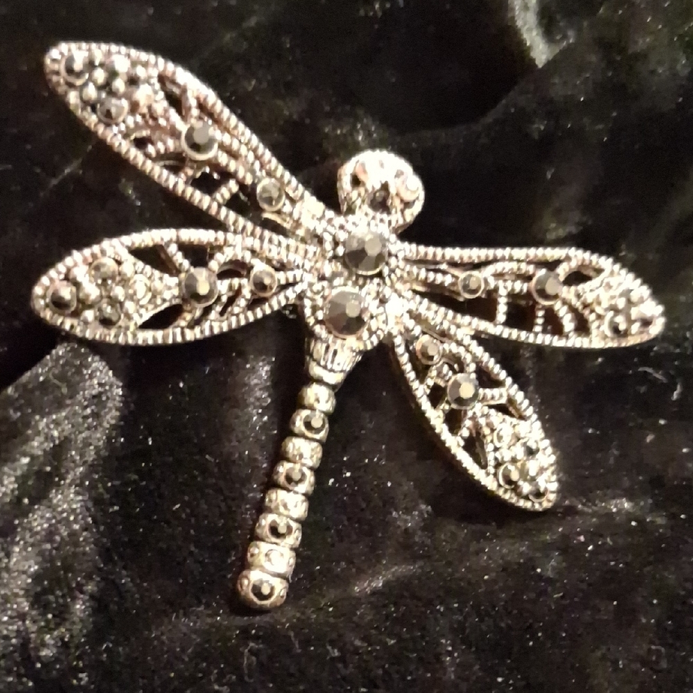 Elegant Silver Dragonfly Brooch